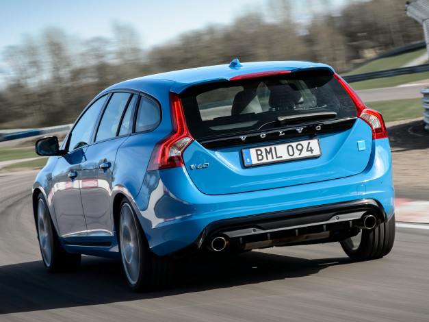 Обои картинки фото автомобили, volvo, v60, polestar, 2014г, синий