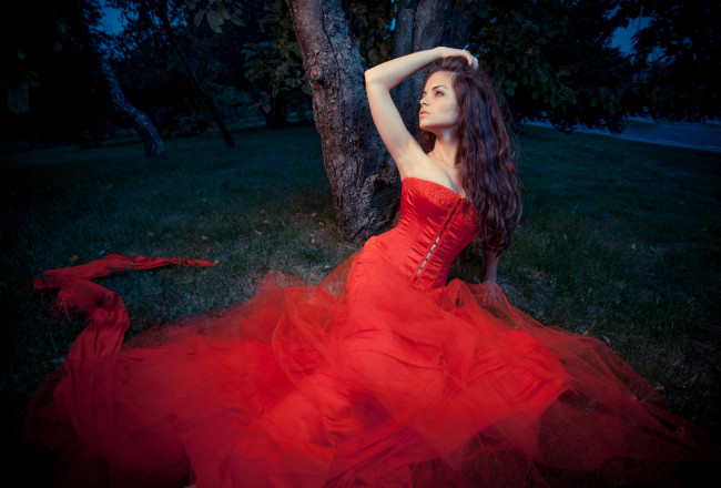 Обои картинки фото девушки, -unsort , брюнетки,  шатенки, страсть, платье