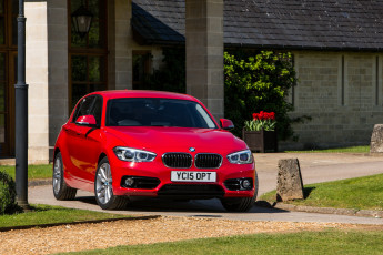 Картинка автомобили bmw 118d sport line красный 2015г f20 5-door uk-spec
