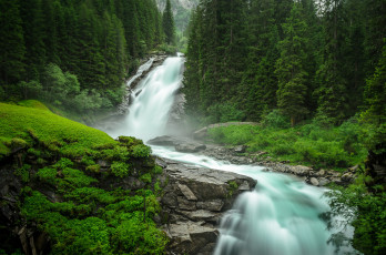 Картинка природа водопады лес водопад река