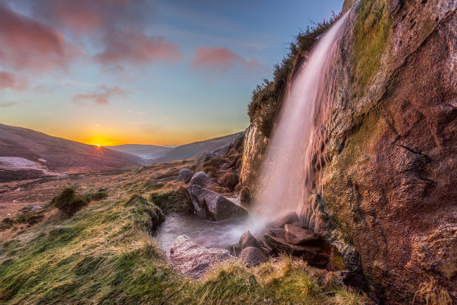 Обои картинки фото природа, водопады, лес, река, водопад