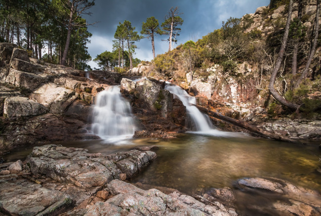 Обои картинки фото природа, водопады, водопад, река, лес