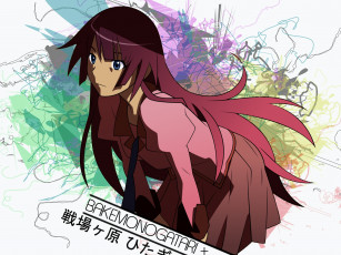 Картинка аниме bakemonogatari фон взгляд девушка