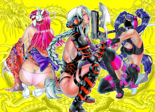 Картинка аниме оружие +техника +технологии фон девушки униформа