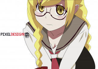 Картинка аниме bakemonogatari фон взгляд девушка