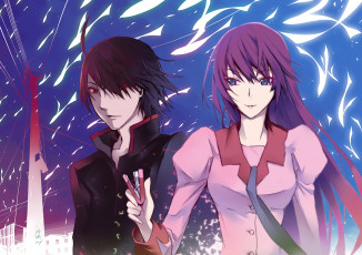 Картинка аниме bakemonogatari девушка взгляд фон