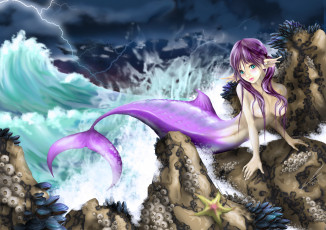 Картинка фэнтези русалки взгляд девушка фон хвост