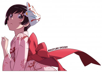 Картинка аниме bakemonogatari девушка взгляд фон