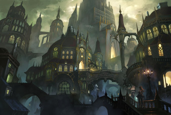 Картинка аниме город +улицы +здания фон взгляд девушка