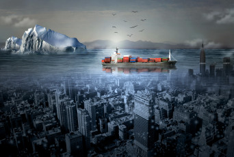 Картинка разное компьютерный+дизайн море корабль город