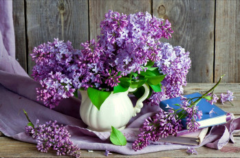 Картинка цветы сирень букет книги