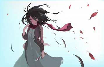 Картинка аниме shingeki+no+kyojin фон взгляд девушка