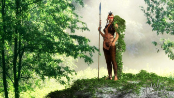 Картинка 3д+графика амазонки+ amazon девушка взгляд фон