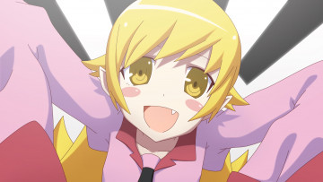 Картинка аниме bakemonogatari девушка фон взгляд