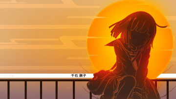 Картинка аниме bakemonogatari девушка фон взгляд