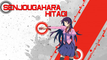 Картинка аниме bakemonogatari девушка взгляд фон