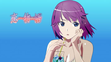 Картинка аниме bakemonogatari фон взгляд девушка