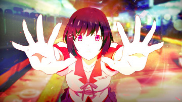 Картинка аниме bakemonogatari взгляд девушка фон
