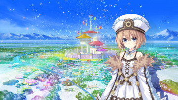 Картинка аниме hyperdimension+neptunia девушка взгляд фон