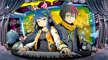 Картинка аниме музыка девушка взгляд фон