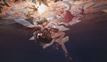 Картинка аниме touhou девушка взгляд фон