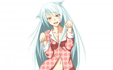 Картинка аниме bakemonogatari девушка взгляд фон