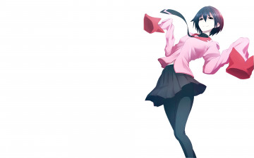 Картинка аниме bakemonogatari взгляд девушка фон