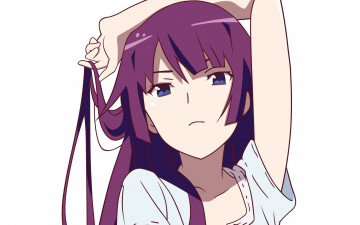 Картинка аниме bakemonogatari взгляд фон девушка