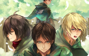 Картинка аниме shingeki+no+kyojin фон взгляд парень