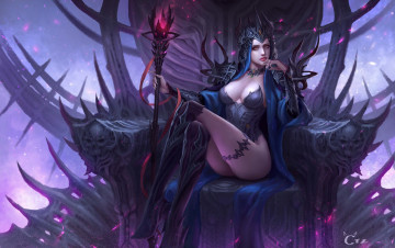 Картинка фэнтези девушки девушка фентези магия арт жезл трон lilith tianzhu chen