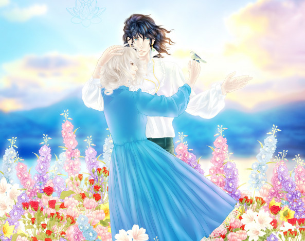 Обои картинки фото аниме, howl`s moving castle, двое