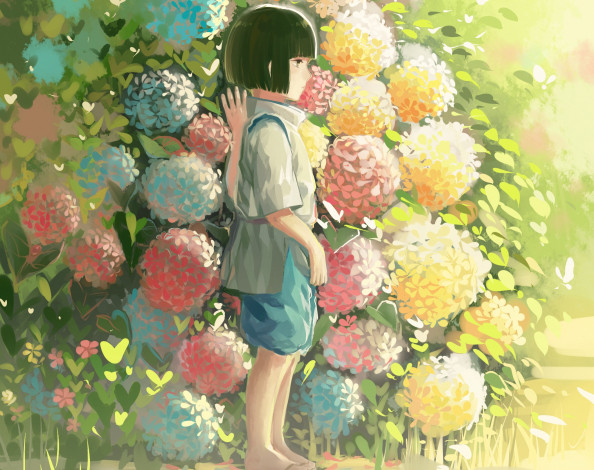 Обои картинки фото аниме, spirited away, хаку