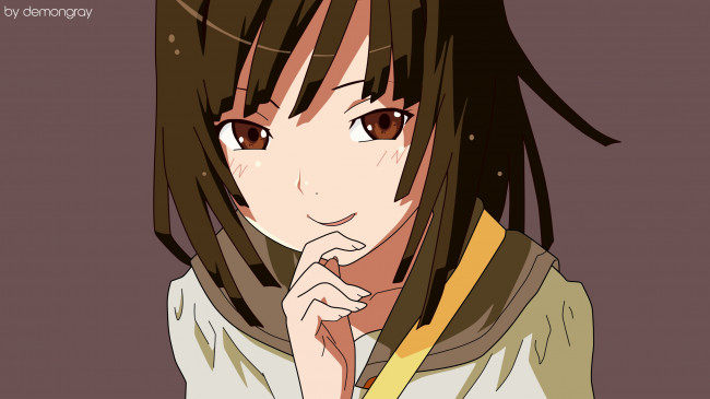 Обои картинки фото аниме, bakemonogatari, фон, девушка, взгляд