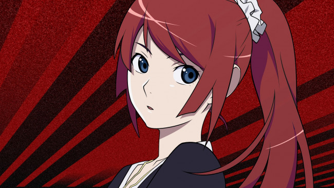 Обои картинки фото аниме, bakemonogatari, взгляд, девушка, фон