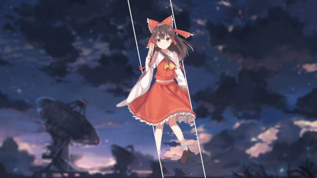 Обои картинки фото аниме, touhou, девушка, взгляд, фон