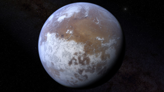 Обои картинки фото космос, марс, ледяная, планета