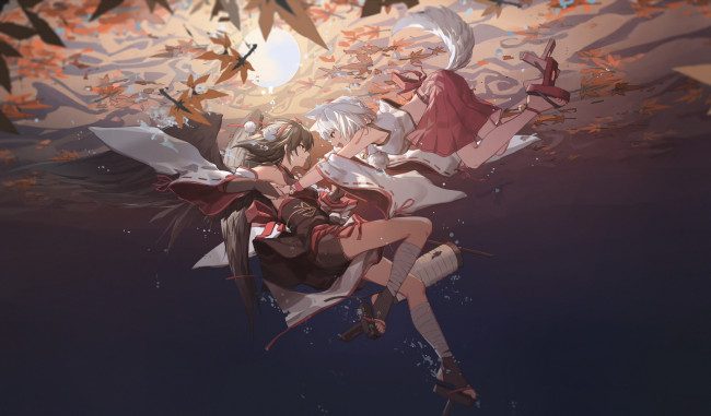 Обои картинки фото аниме, touhou, девушка, взгляд, фон