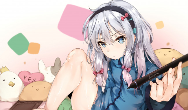 Обои картинки фото аниме, eromanga-sensei, фон, девушка, взгляд