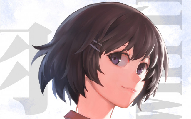 Обои картинки фото аниме, bakemonogatari, девушка, фон, взгляд