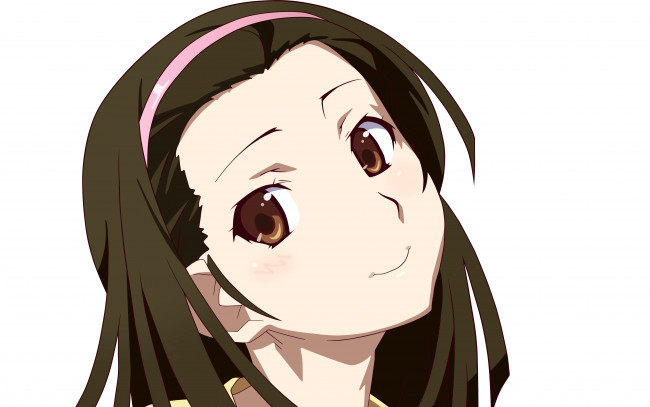 Обои картинки фото аниме, bakemonogatari, девушка, взгляд, фон