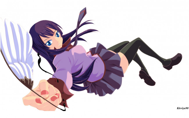 Обои картинки фото аниме, bakemonogatari, фон, взгляд, девушка