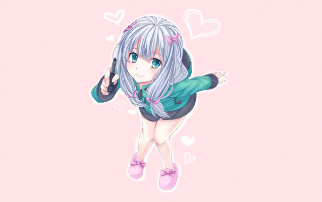 Обои картинки фото аниме, eromanga-sensei, девушка, фон, взгляд