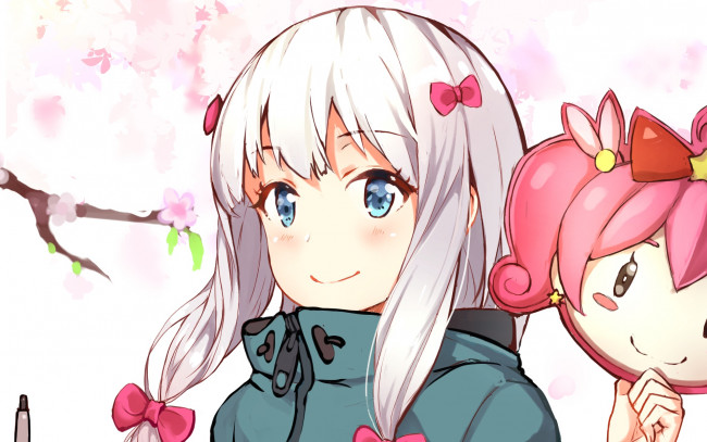 Обои картинки фото аниме, eromanga-sensei, девушка, фон, взгляд
