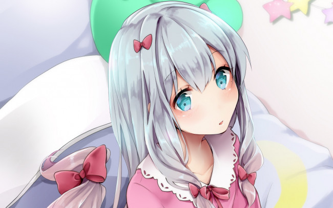 Обои картинки фото аниме, eromanga-sensei, фон, девушка, взгляд
