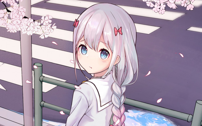 Обои картинки фото аниме, eromanga-sensei, взгляд, девушка, фон