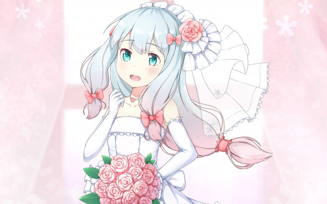 Обои картинки фото аниме, eromanga-sensei, взгляд, фон, девушка