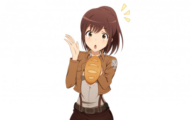 Обои картинки фото аниме, shingeki no kyojin, фон, взгляд, девушка