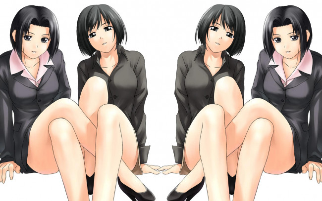 Обои картинки фото аниме, unknown,  другое, девушки, брюнетки, рубашка, жакет