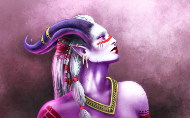 Обои картинки фото фэнтези, демоны, суккуб, рога, профиль, демон
