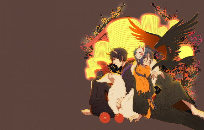 Обои картинки фото аниме, katekyo hitman reborn, рокудо, мукуро, хибари, кёя